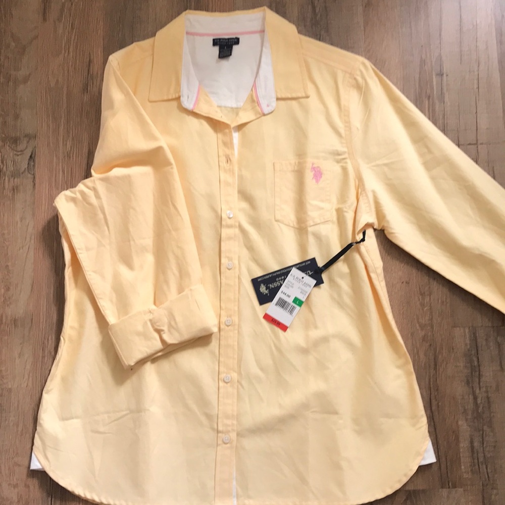 US polo button down yellow. Brand new